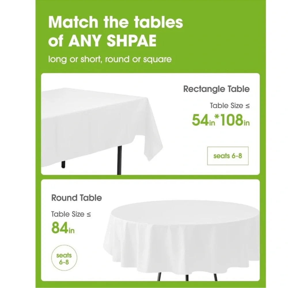 Sturdy & Elegant 12-Pack White Table Cloths, 54